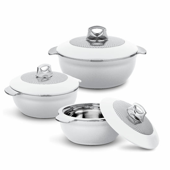 Asian Globus Cass Dlx Set 3(Super)(1600+2500+3500) | Super PU Insulation Hot Pot with Stainless Steel Inner Casing | Dishwasher Safe | Serving Dishes with Lids | Hot Food Storage Container & Warmers