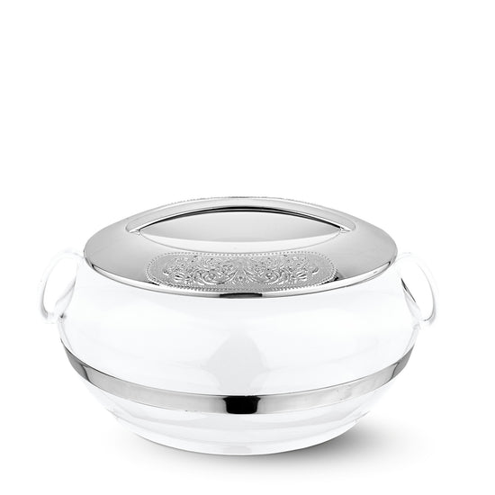 Asian Golden Crest Casserole Dlx 5000 Ml-White | Super PU Insulation Hot Pot with Stainless Steel Inner Casing | Dishwasher Safe | Serving Dishes with Lids | Hot Food Storage Container & Warmers