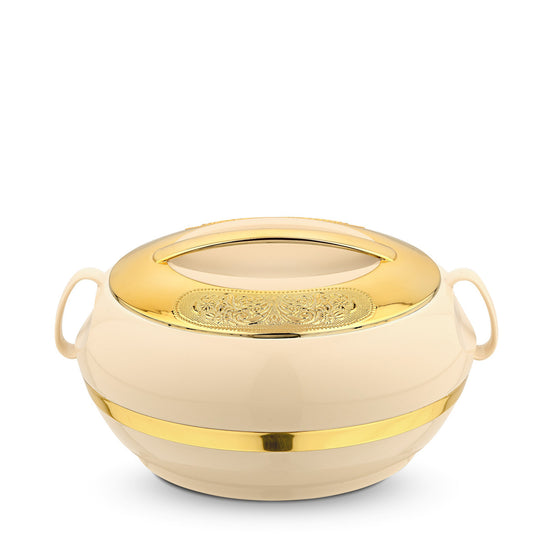 Asian Majestic Gold Casserole Dlx 1500 Ml-Beige | Super PU Insulation Hot Pot with Stainless Steel Inner Casing | Dishwasher Safe | Serving Dishes with Lids | Hot Food Storage Container & Warmers
