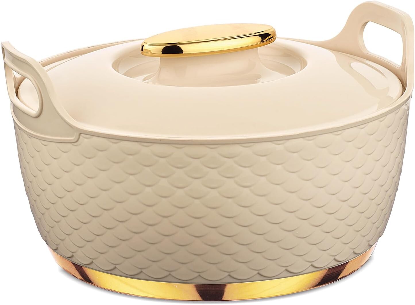 Asian Majestic Gold Casserole Dlx 1000 Ml- Beige | Super PU Insulation Hot Pot with Stainless Steel Inner Casing | Dishwasher Safe | Serving Dishes with Lids | Hot Food Storage Container & Warmers