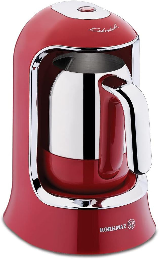 Korkmaz Kahvekolik Coffee Maker-Red/Chrome (Red)