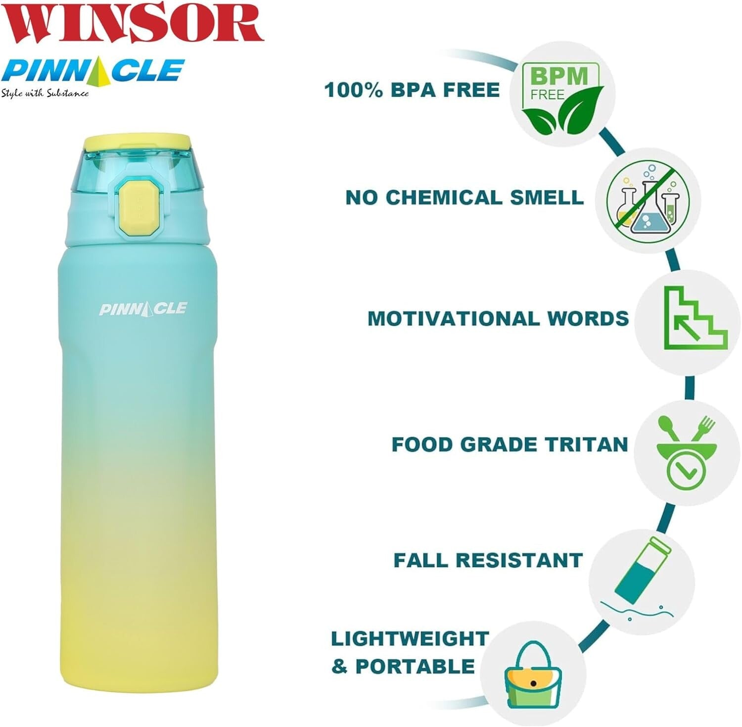 Winsor Pinnacle Wave Hydration Bottle 1000 Ml | Blue - WPHY-B-1016