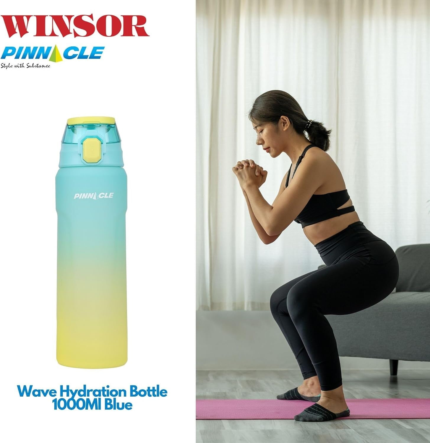 Winsor Pinnacle Wave Hydration Bottle 1000 Ml | Blue - WPHY-B-1016