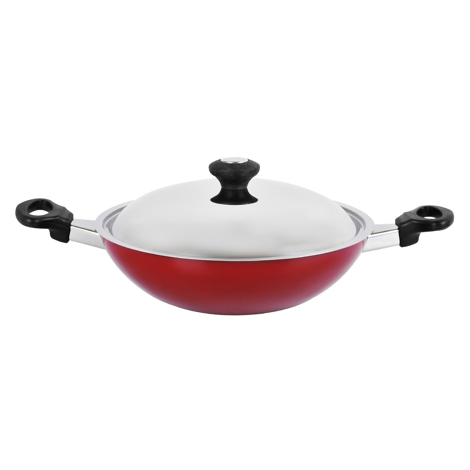 Prestige Classique Non-Stick Large Kadai Belly Bottom With Lid 28 Cm | 3X Ultra Tough Aluminium Kadai | Red - PR15881