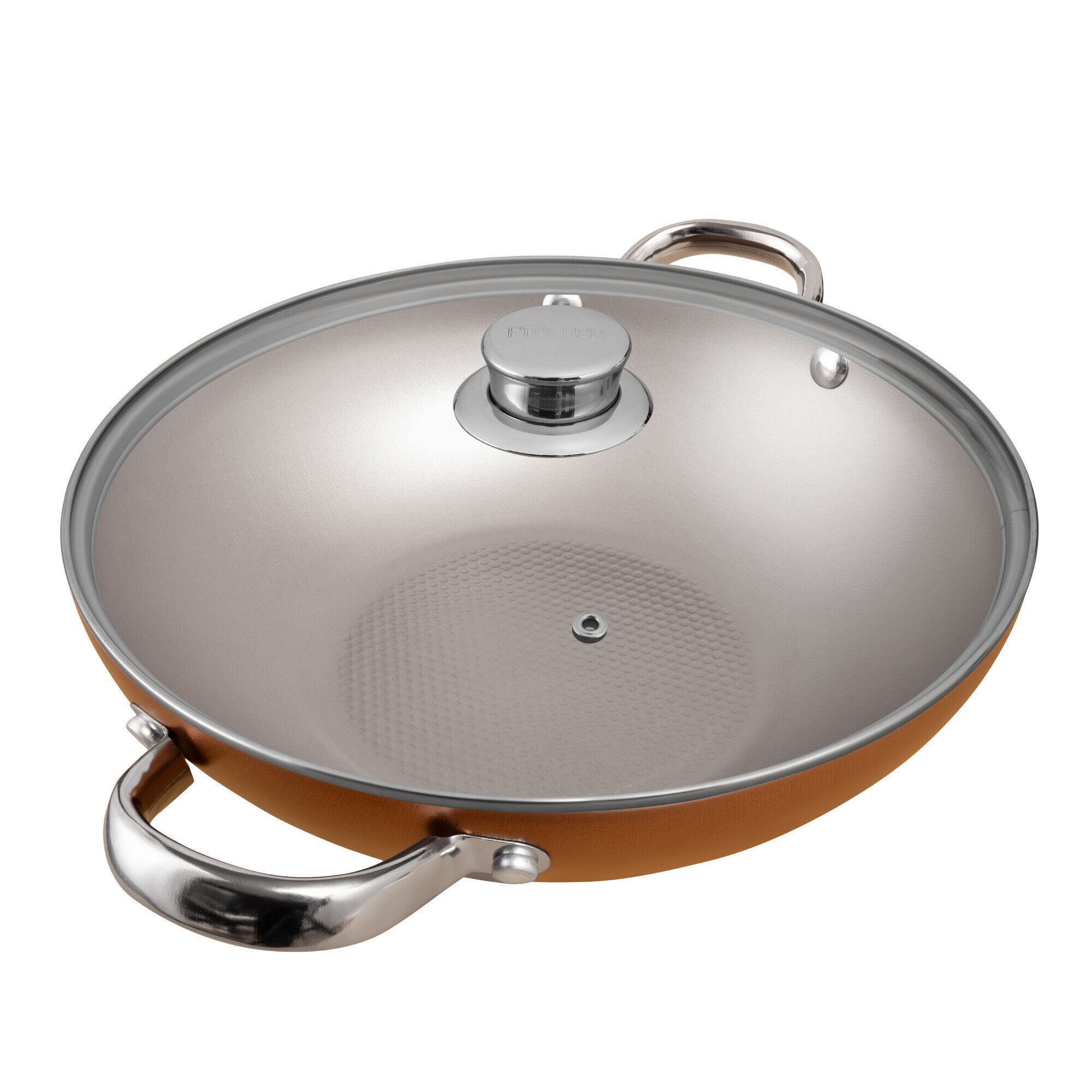 Prestige Ultra Non Stick Kadai with Glass Lid 24Cm and Complimentary Pan Holder | Induction Based Stock Pot | Non stick Stock Pot with Lid | PR22603