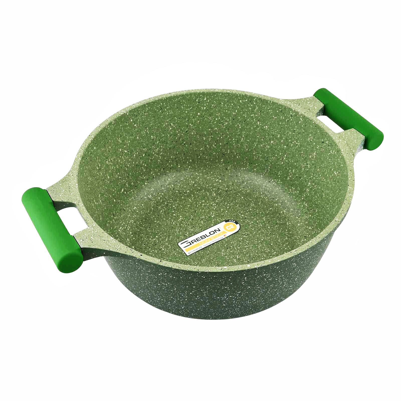 Prestige Essentials Non-Stick Casserole with Glass Lid 30Cm | Granite Induction Compatible Aluminium Cooking Pot | Green - PR81112
