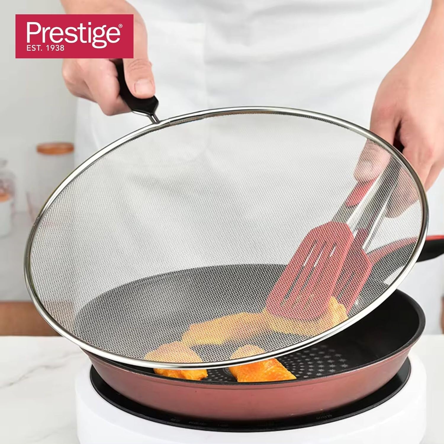 Prestige Splatter Guard 20cm | Premium Stainless Steel Oil Grease Splatter Screen for Frying Pans | Splatter Guard for Clean Cooking | PR49053