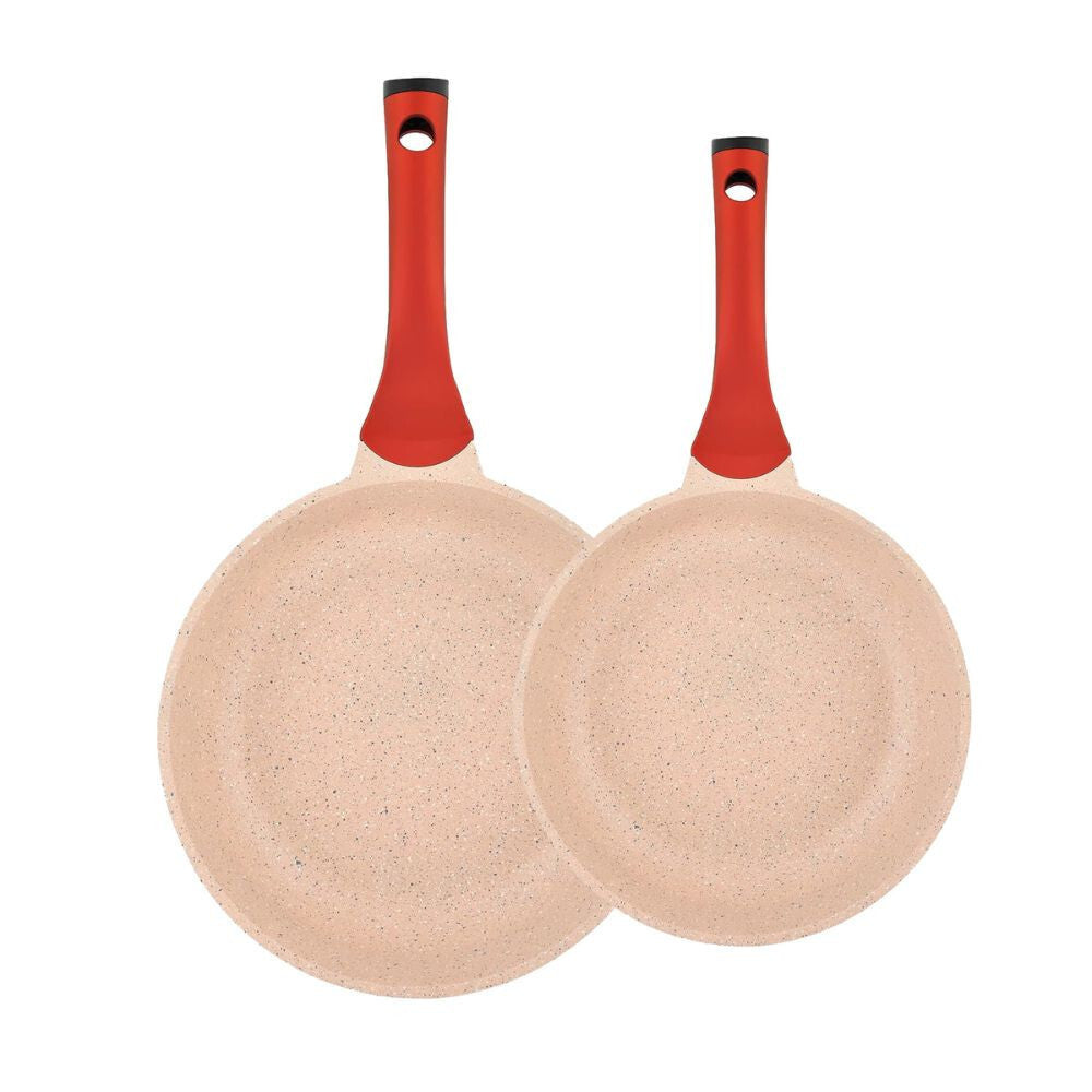 Prestige Essentials Nonstick Pots and Pans Set | Induction Cookware Set 11 Pieces | Non Stick Set Combo | Granite Cooking Set | Fry Pan Non Stick Combo Set | Pink - PR80987