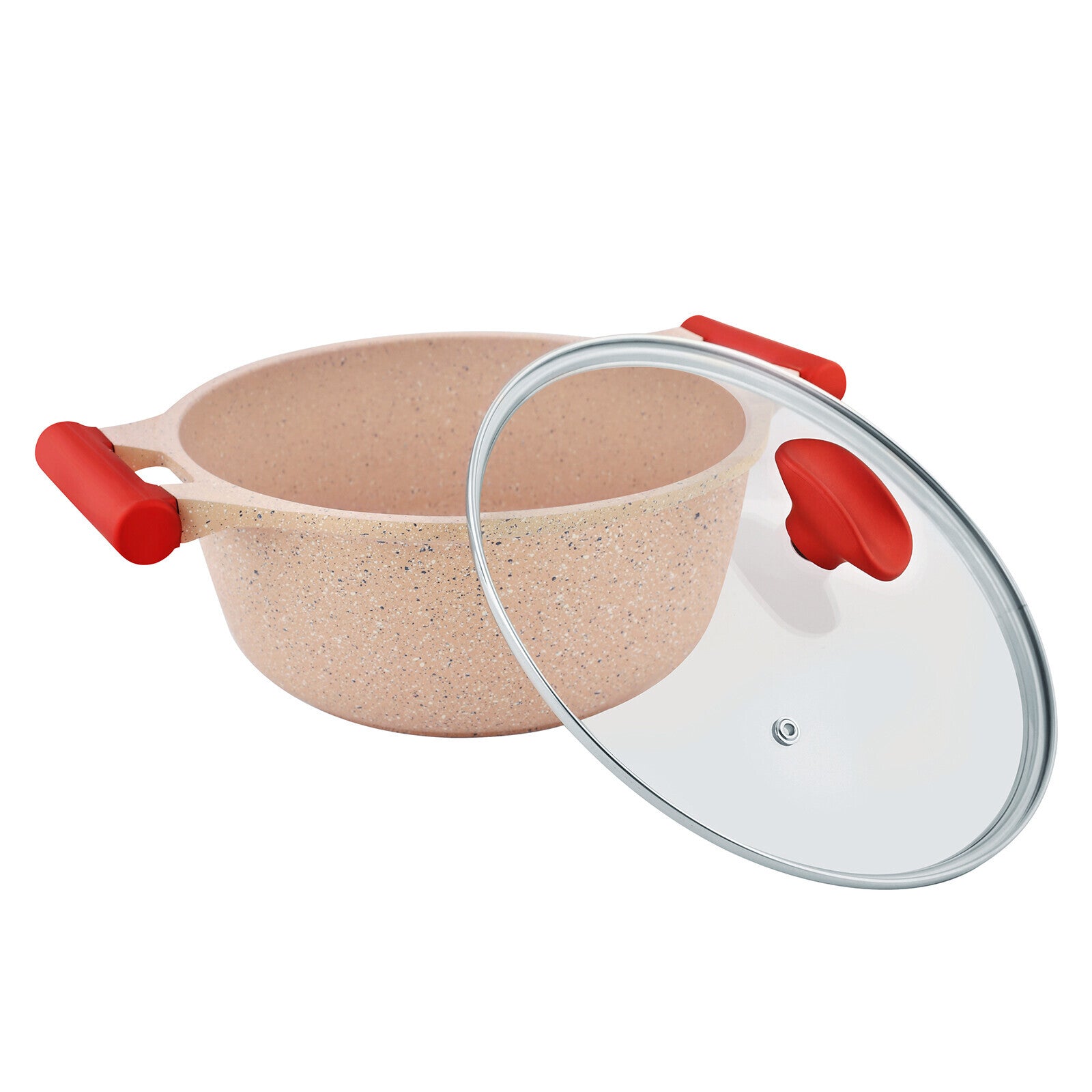 Prestige Essentials Granite 12 Piece Non-Stick Cast Aluminium Cookware sets |Induction Compatible Pots and Pans Set | Pink - PR80964