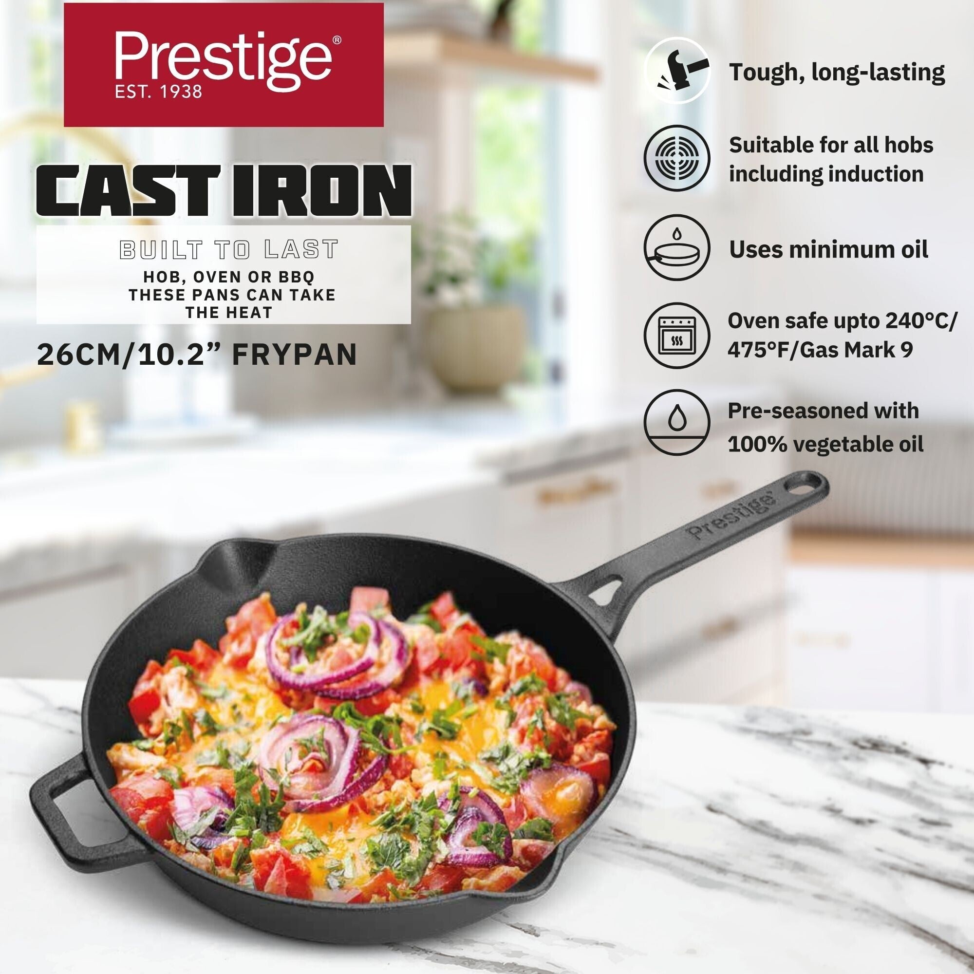 Prestige Cast Iron Pre-Seasoned Fry Pan 26 cm | PR48889