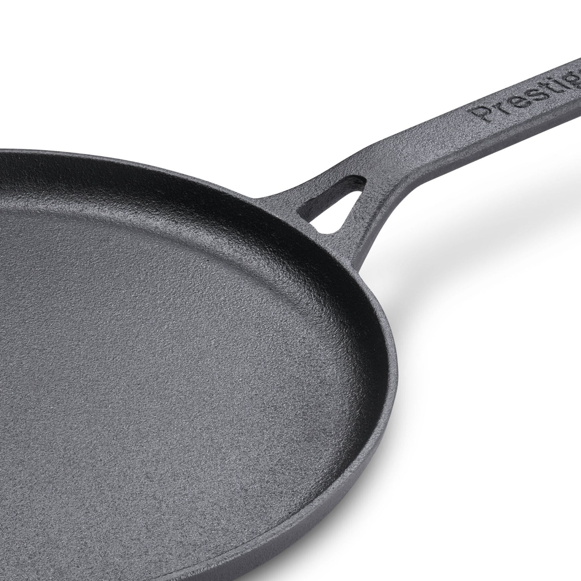Prestige Cast Iron Pre-Seasoned Flat Tawa 24 cm | PR48891 Black