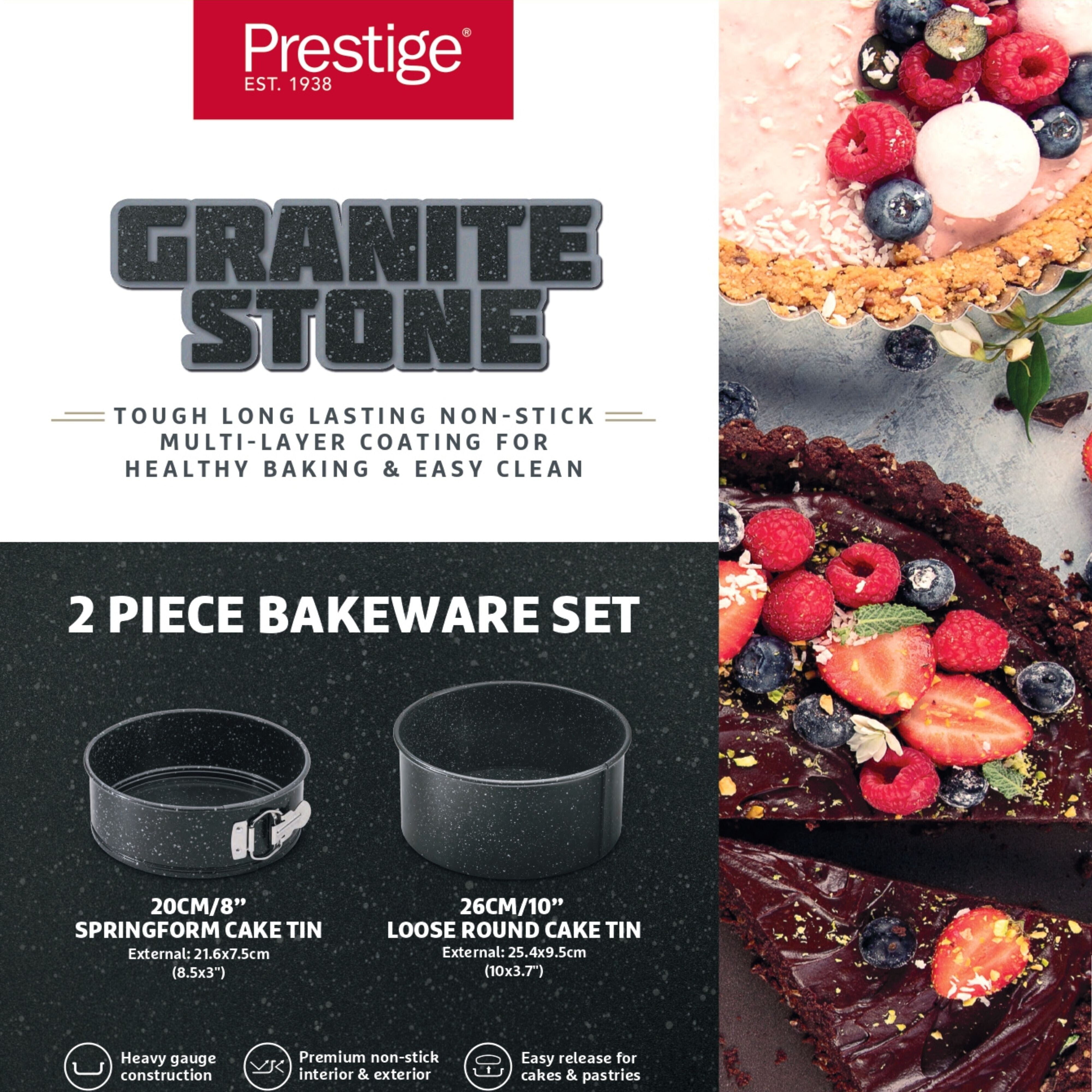 Prestige Granite 2Pcs Bakeware Set (20Cm Springform Cake Tin & 26Cm Loose Round Cake Tin) | PR49077
