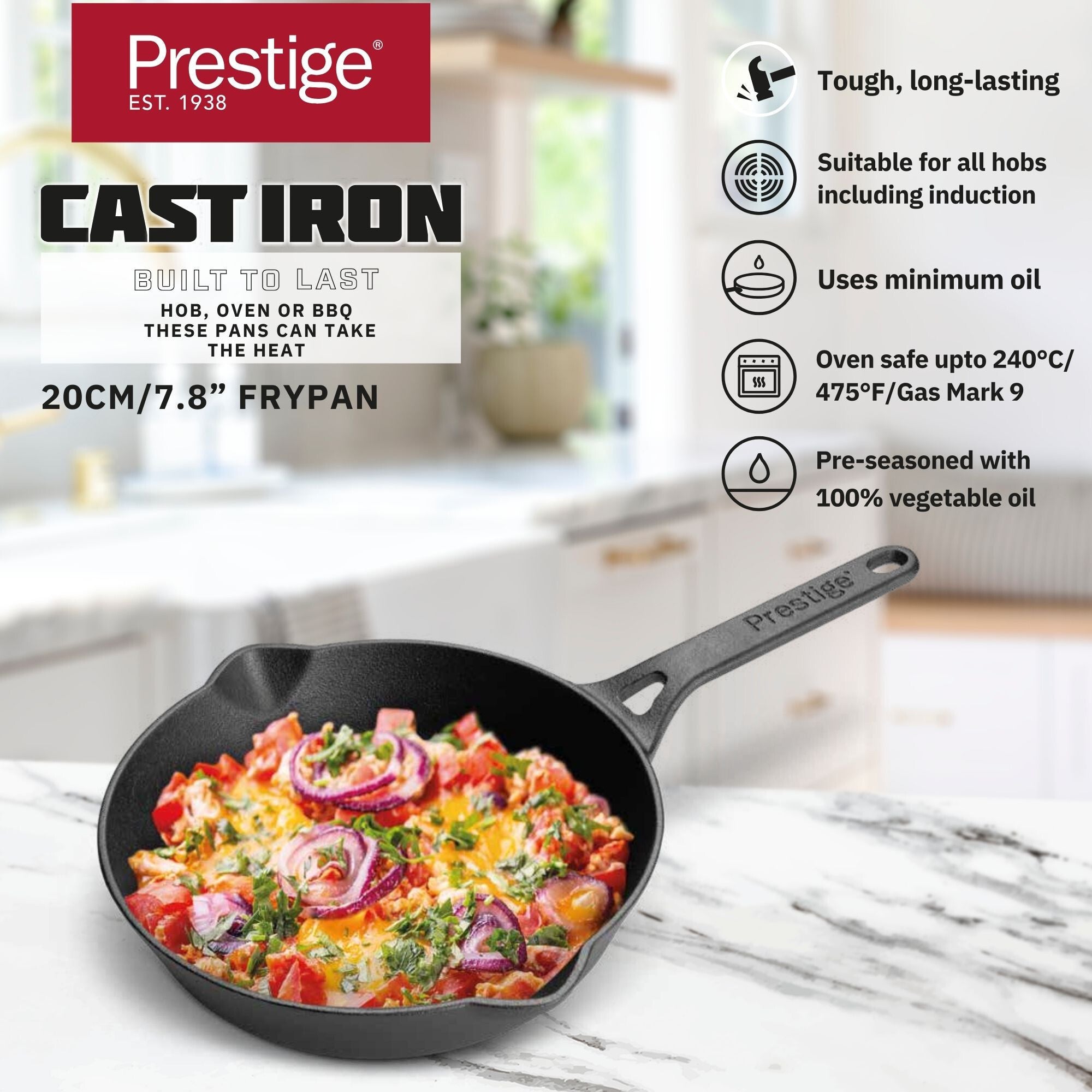 Prestige Cast Pre-Seasoned Iron Fry Pan 20 cm | PR48888