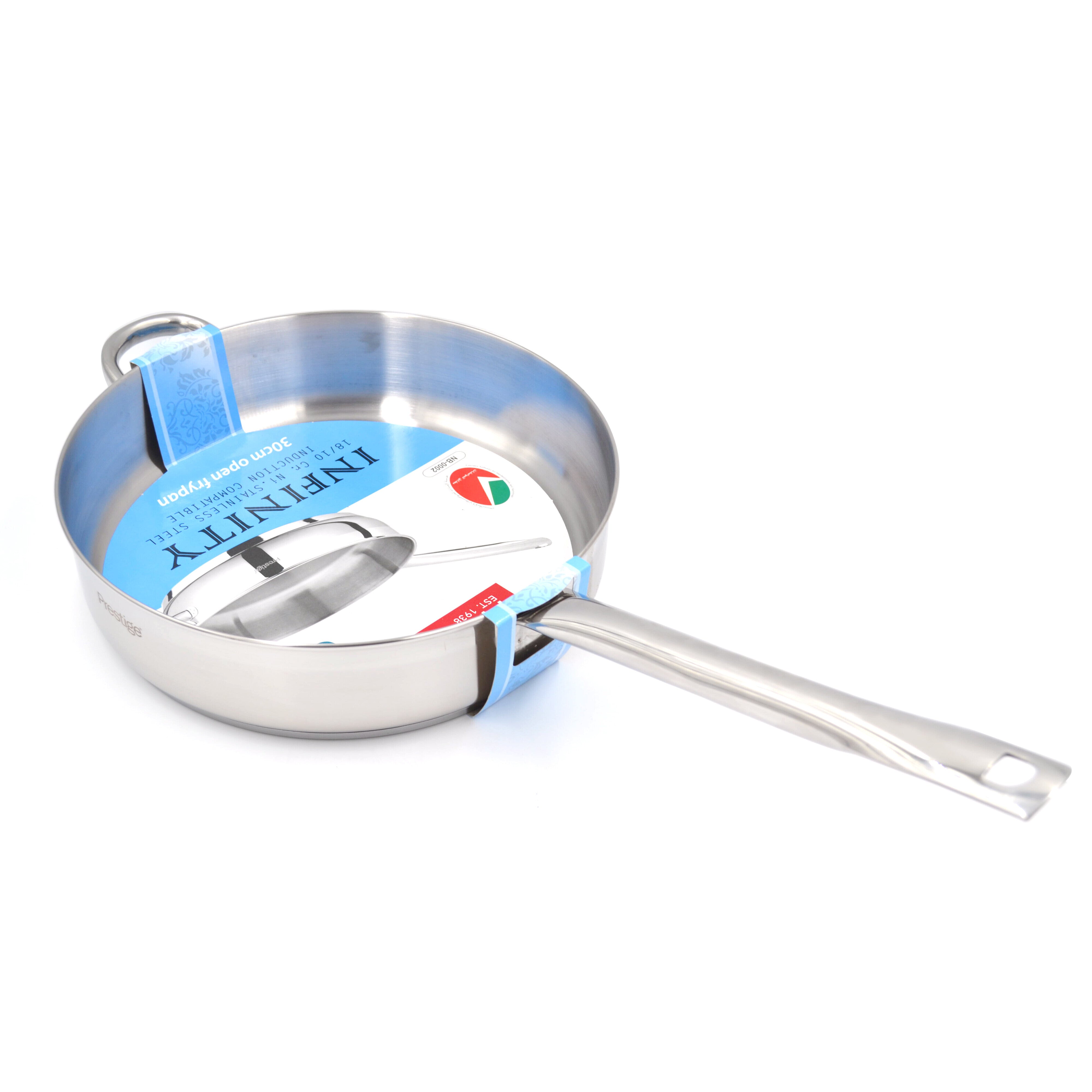 Prestige Infinity Stainless Steel Open Fry Pan 30cm | Induction Compatible Frying Pan | Silver - PR77370