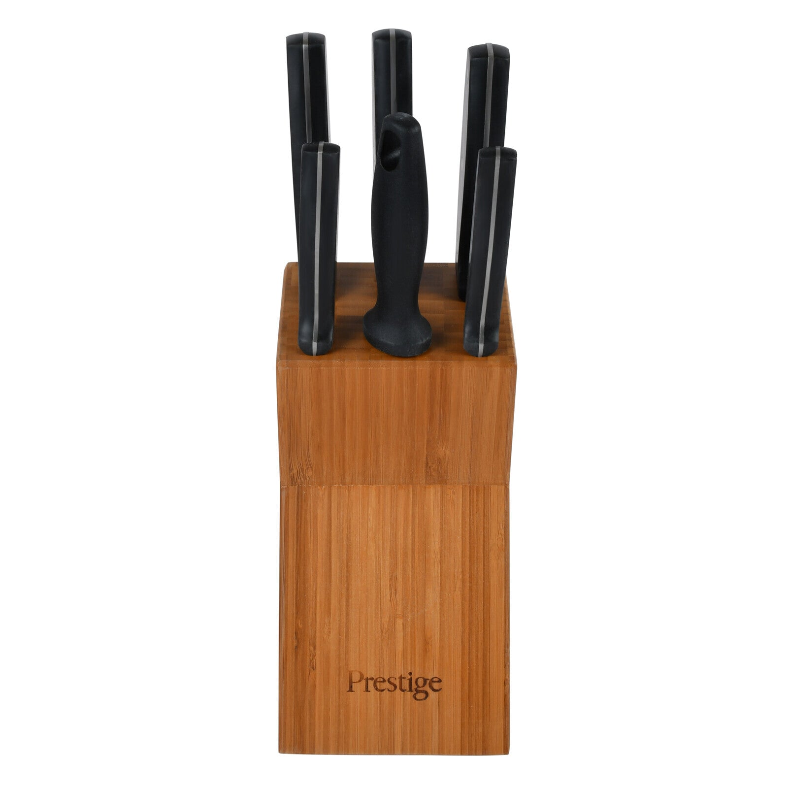 Prestige 7-Piece Knife Block Set | Stainless Steel Kitchen Knives with Scissors & Wooden Block | PR56022