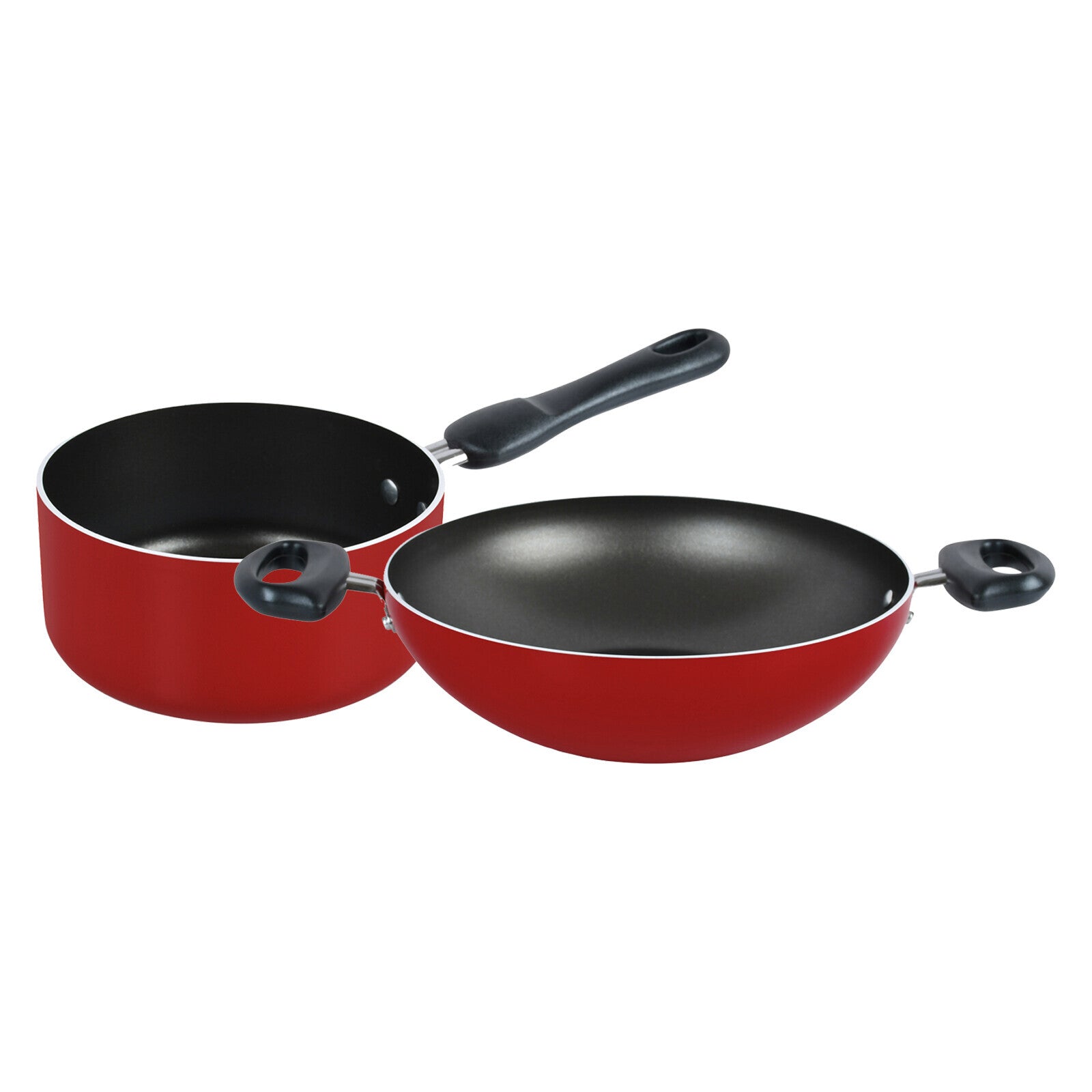 Prestige Value Pack Non-Stick Cookware sets 9Pcs | Non Stick Aluminium Pots and Pans Cooking Set | Soup Pots Set | Frying Pan Set | PR21569 - Red