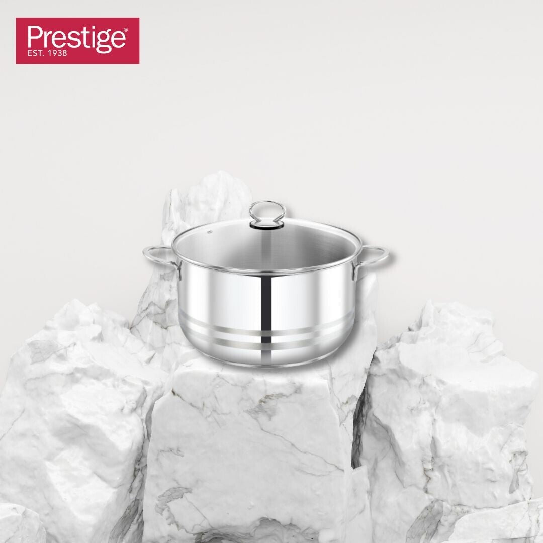 Prestige Stainless Steel 12Pc Cookware Set | Induction Bottom Pots and Pans Set | Cooking Combo Set Model- PR80981