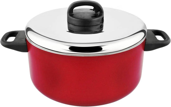 Prestige Classique Non-Stick Casserole 30 cm | 3X Ultra Tough Cooking Pot with Stainless Steel Lid | Red - PR15917