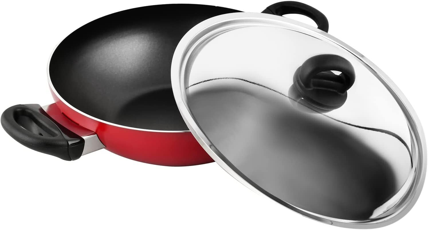 Prestige Classique Flat Bottom Kadai with Stainless Steel Lid 20cm | 3X Ultra Tough Kadai with Lid | PR21497