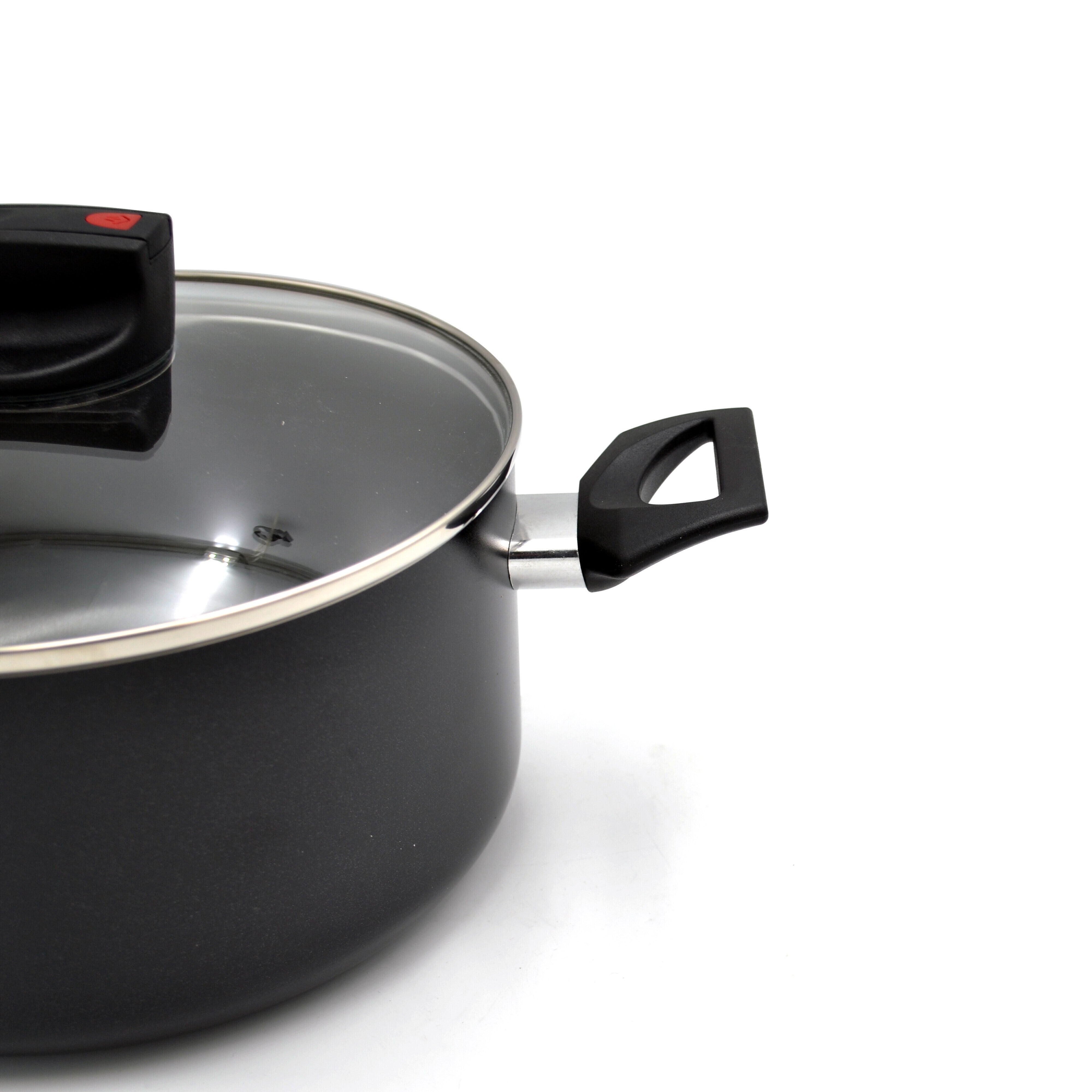 Prestige Safecook Nonstick Casserole 30 cm | Aluminum Cooking Pot with Glass Lid | Induction Compatible Cookware | PR22104 - Black
