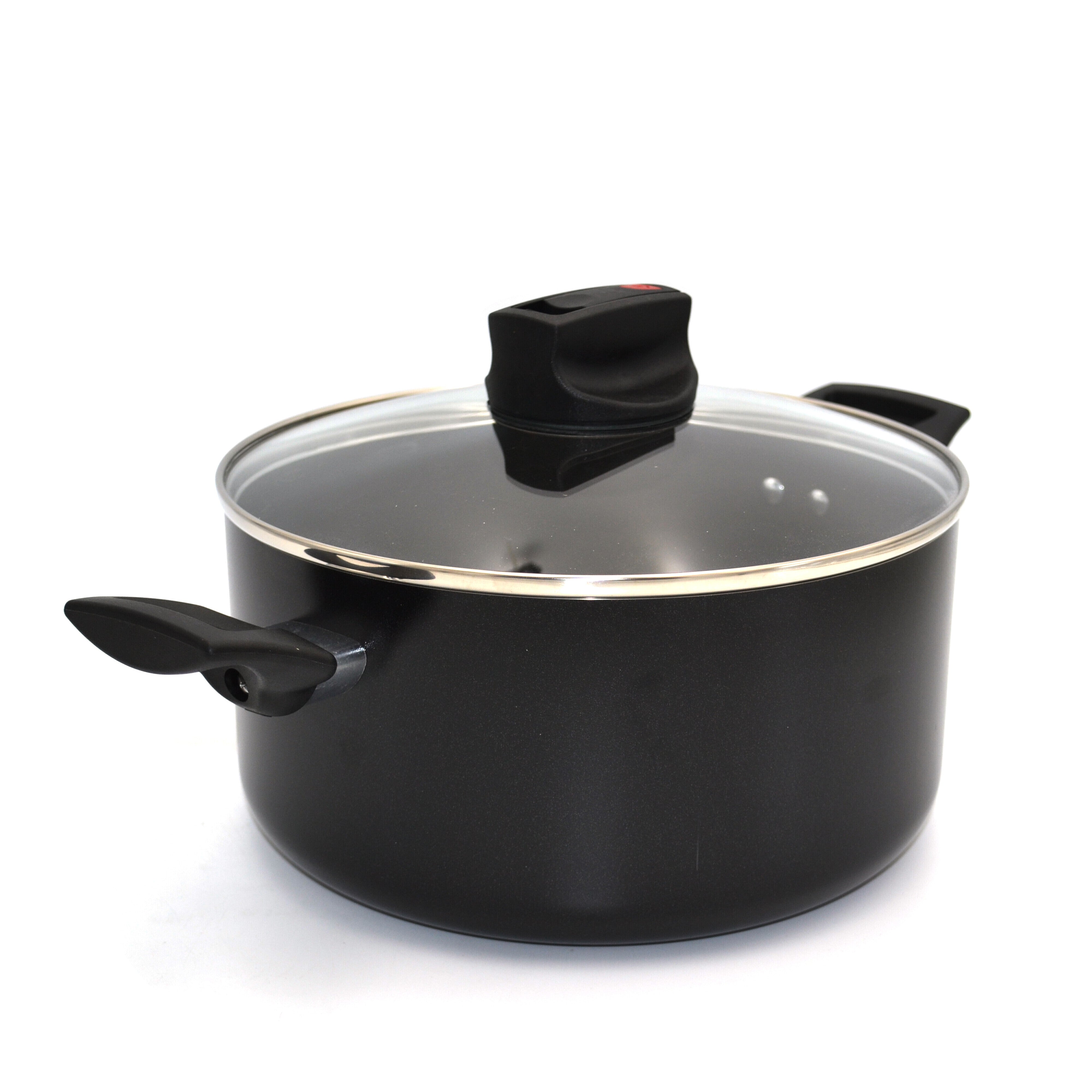 Prestige Safecook Nonstick Casserole 30 cm | Aluminum Cooking Pot with Glass Lid | Induction Compatible Cookware | PR22104 - Black