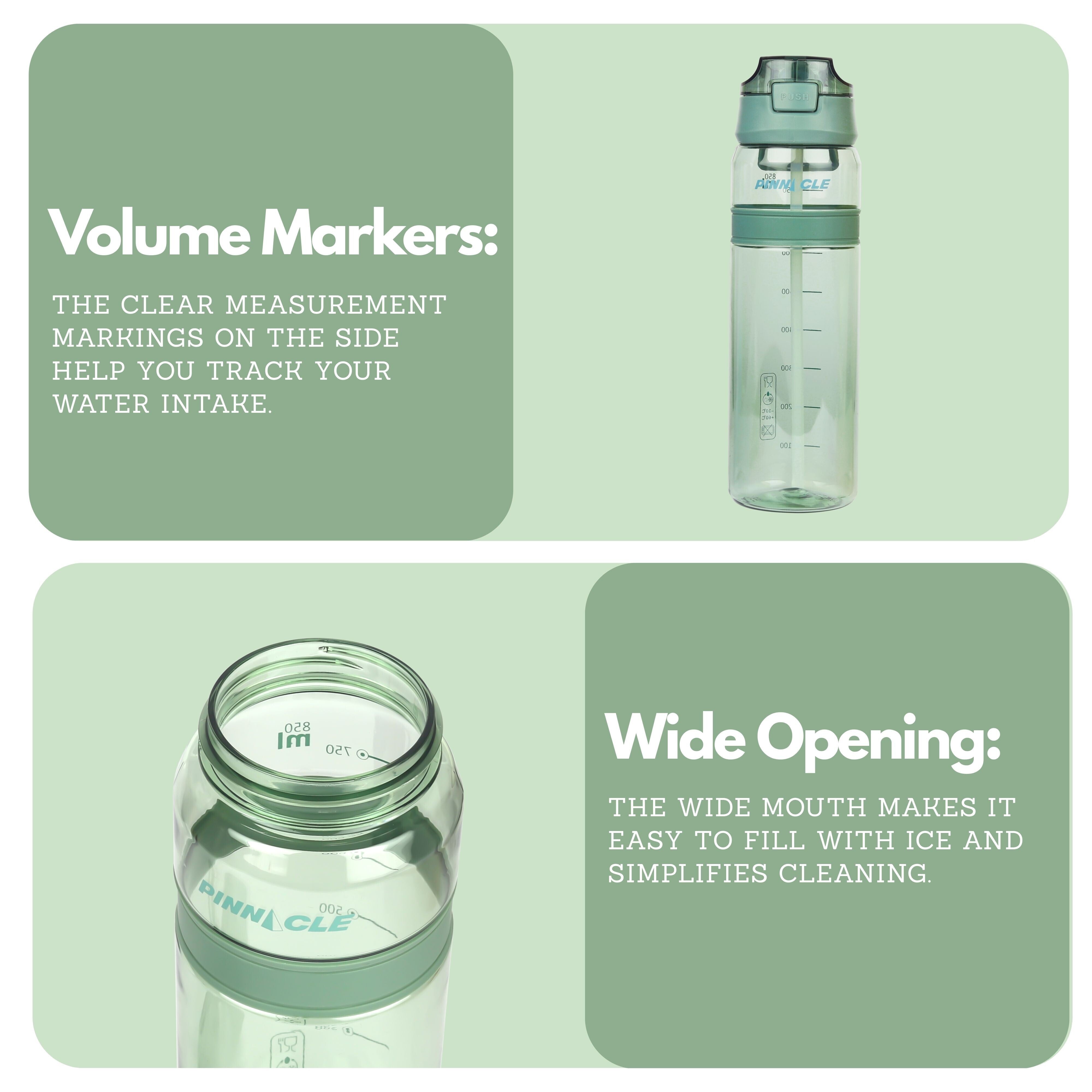 Winsor Pinnacle Quench Hydration Bottle (700ML,Green) |Motivational Water Bottle with Sipper, One-Handed Operation, Hydration Tracker & Flip Top Lid | Ideal for School, Office, Sport, College, Home,Travel