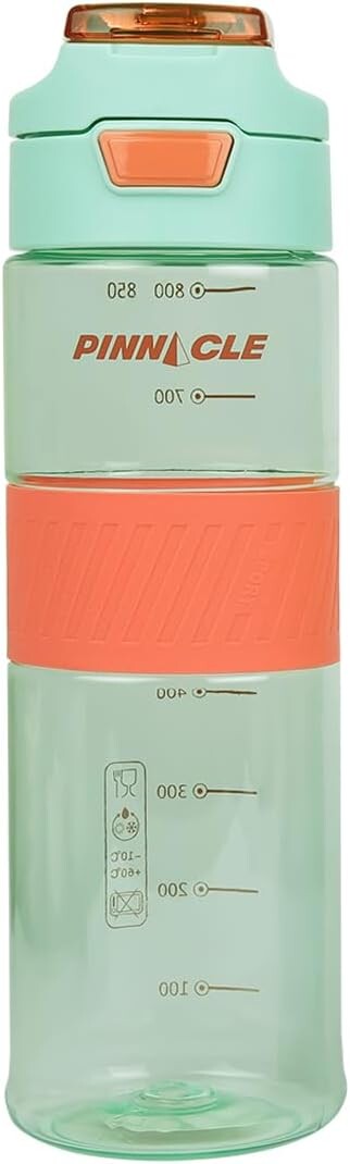 Winsor Pinnacle Pulse Hydration Bottle (850ML,Mint) | Motivational Water Bottle with One Hand Operation, Hydration Tracker & Flip Top Lid | BPA Free | Ideal for School, Office, Sport,College, Home.
