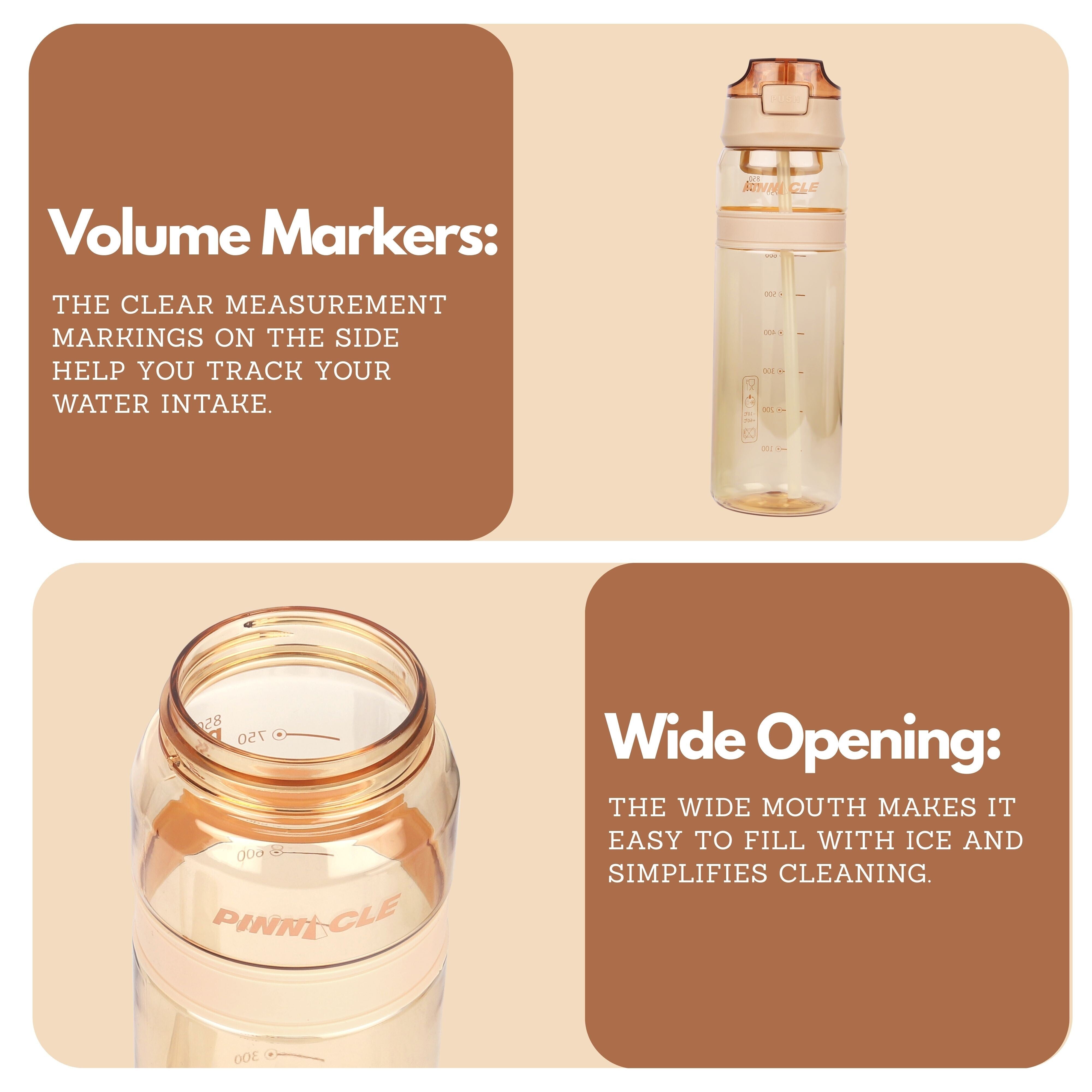 Winsor Pinnacle Quench Hydration Bottle (700ML,Peach) |Motivational Water Bottle with Sipper, One-Handed Operation, Hydration Tracker & Flip Top Lid | Ideal for School, Office, Sport, College, Home,Travel