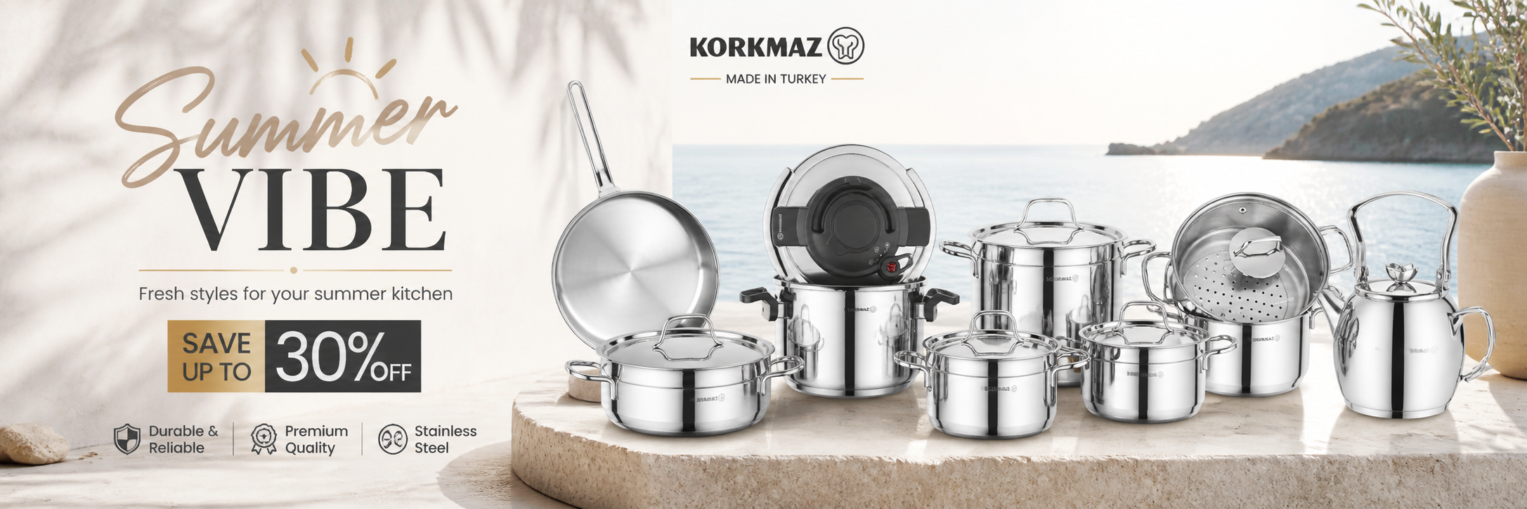 Stainless Steel Cookware Set | Korkmaz & Prestige | Induction Compatible Cookware | Elementme.com