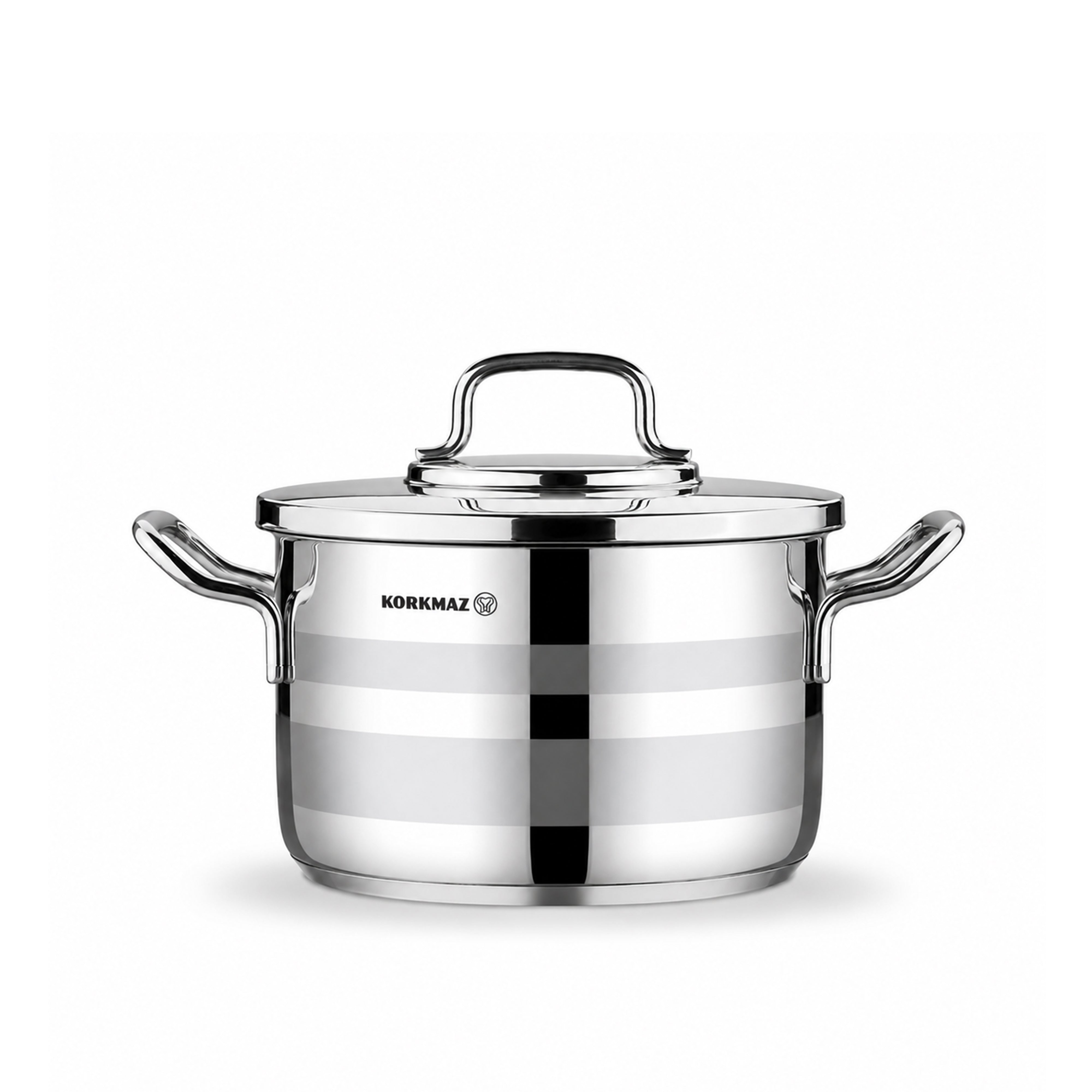 Korkmaz Astron 12 Pcs Cookware Set | Stainless Steel Pots and Pans Set | Inductions Compatible Tri-Ply Bottom Cooking Set | Silver - KA2056