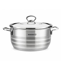 Korkmaz Astra 11 Pcs Stainless Steel Cookware Set | Turkish Induction Compatible Tri-Ply Bottom Pots and Pans Set | Silver KA1090