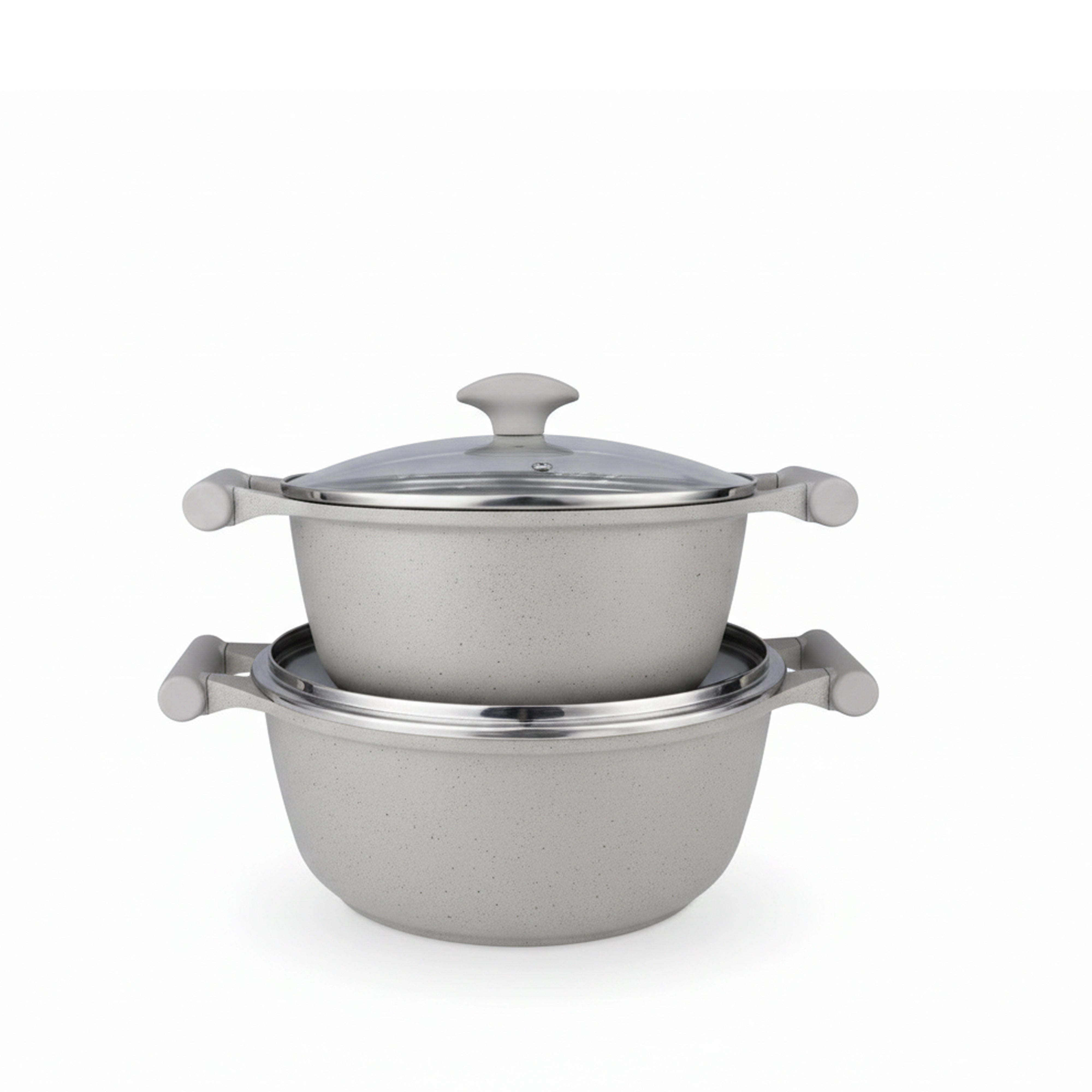 Prestige Essentials 9-Piece Grey Granite Cookware Set  | Non-Stick Pots and Pans Set | Induction Compatible Cooking Set |  PR80976