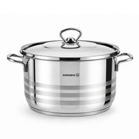 Korkmaz Astra 11 Pcs Stainless Steel Cookware Set | Turkish Induction Compatible Tri-Ply Bottom Pots and Pans Set | Silver KA1090