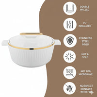 Asian Fancy Insulated Casserole Dlx Set3 (1500 + 2500 +3500 Ml) - White | AFSET1-2123W