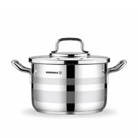 Korkmaz Astron 7 Pcs Cookware Set | Stainless Steel Pots and Pans Set | Inductions Compatible Tri-Ply Bottom Cooking Set | Silver - KA2054