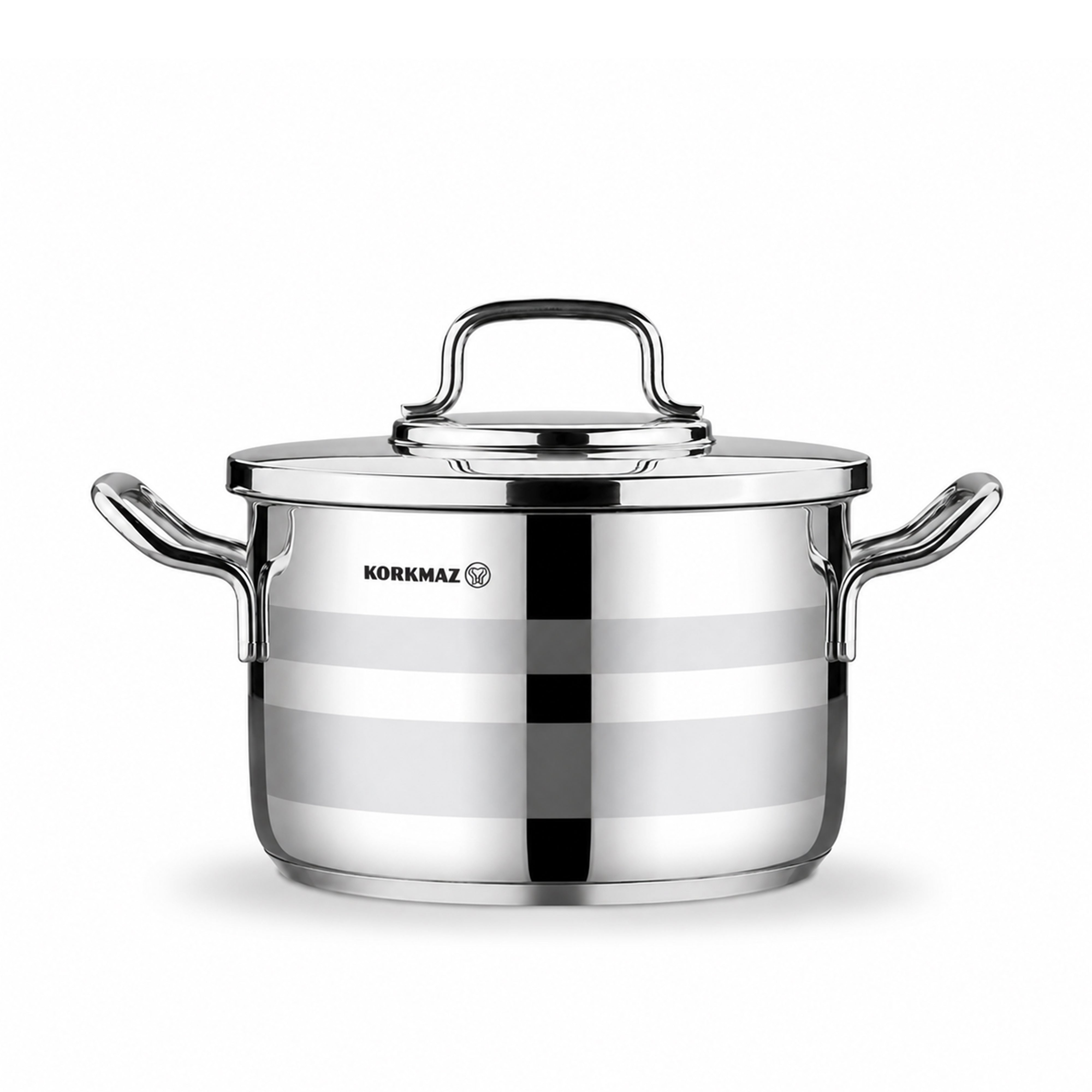 Korkmaz Astron 7 Pcs Cookware Set | Stainless Steel Pots and Pans Set | Inductions Compatible Tri-Ply Bottom Cooking Set | Silver - KA2054