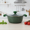 Prestige Essentials Pots and Pans Set | Granite 6 Piece Non-Stick Cast Aluminium Cookware set | Induction Base | Non Stick Cooking Set Combo | Green PR80968