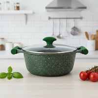 Prestige Essentials Pots and Pans Set | Granite 6 Piece Non-Stick Cast Aluminium Cookware set | Induction Base | Non Stick Cooking Set Combo | Green PR80968