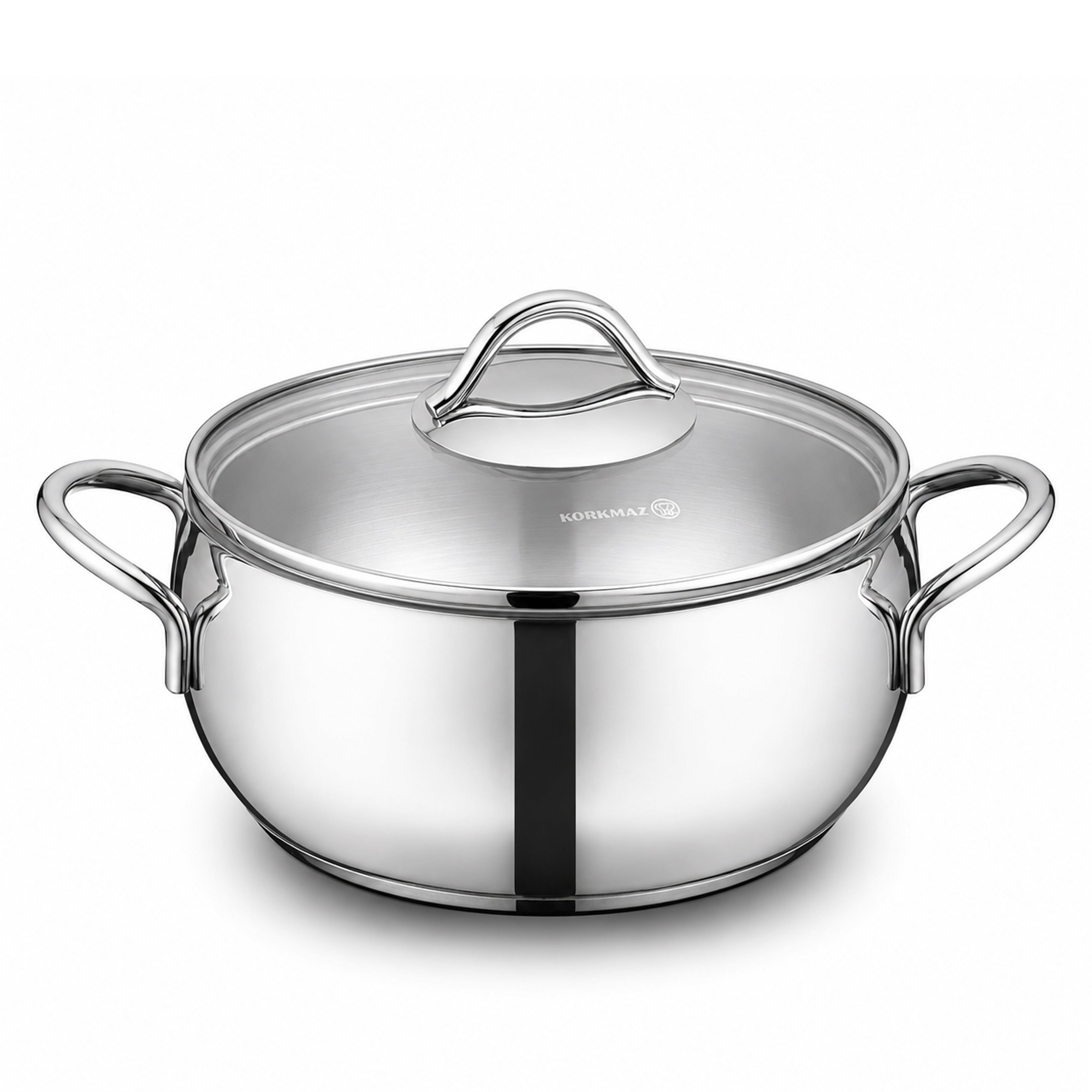 Korkmaz Tombik 9 Pieces Stainless Steel Cookware Set | Induction Compatible Tri-Ply Bottom Pots and Pans Set | Silver - KA1800