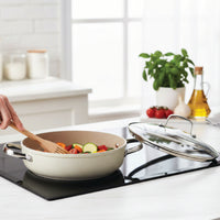 Korkmaz Granita 7 Pieces Non-Stick Cookware Set | Forged Aluminum Granite Coated Induction Base Cookware Pots and Pans Set | Beige - KA1272