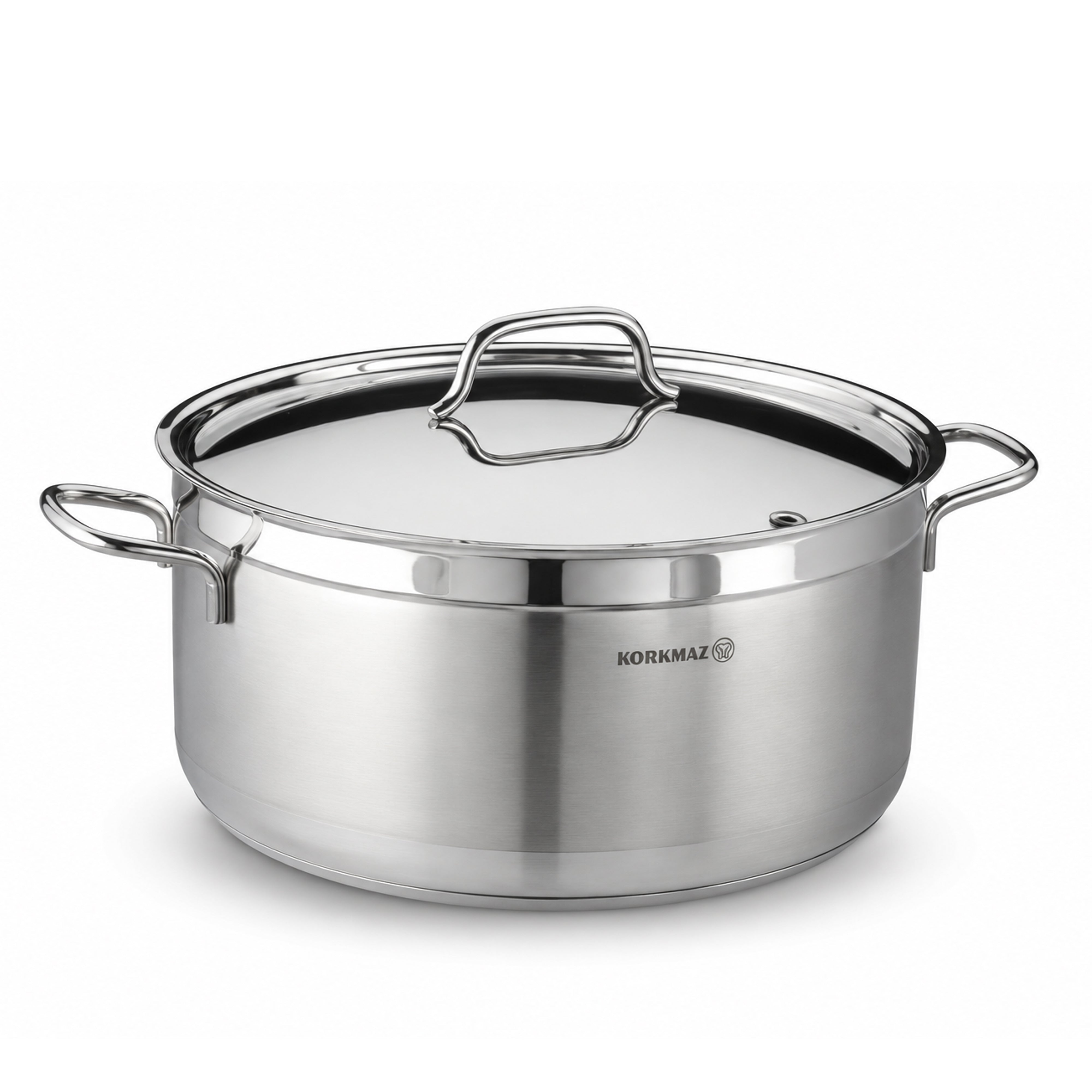 Korkmaz Alfa Grande 14 Pieces Stainless Steel Cookware Set | Stainless Steel Induction Compatible Tri-Ply Bottom Pots and Pans Set | Silver - KA1089