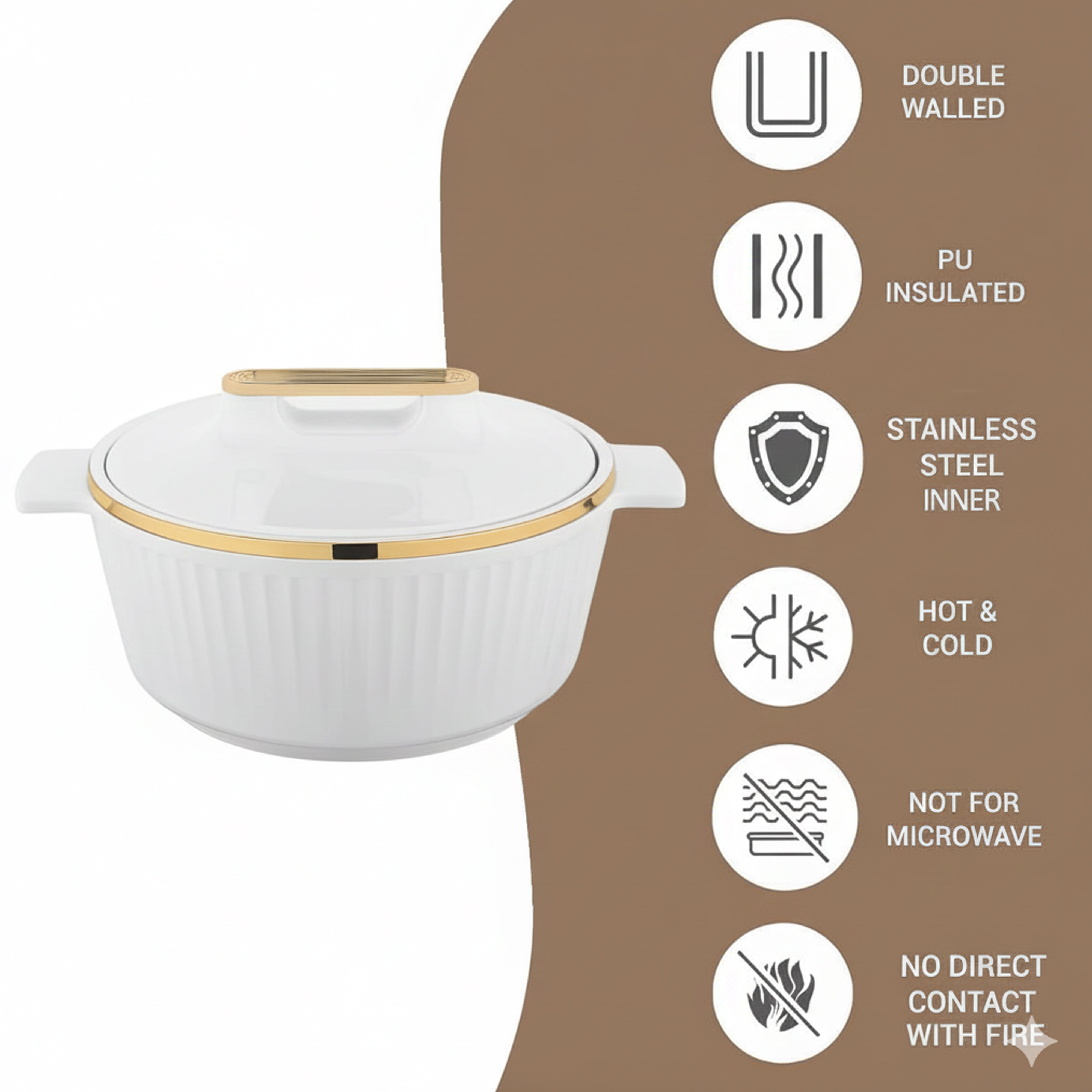 Asian Fancy Insulated Casserole Dlx 1500 Ml - White | AF2091W