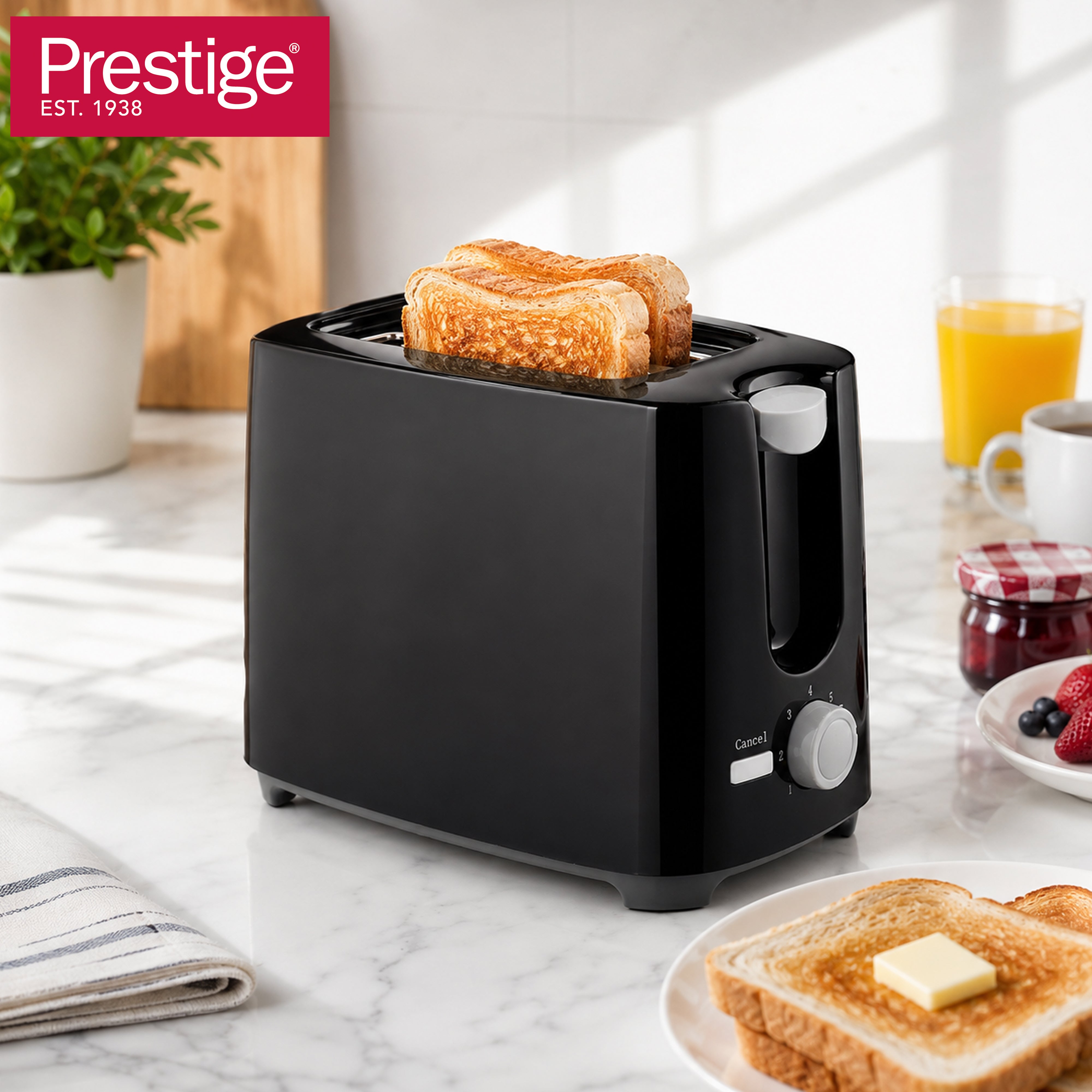 Prestige 2 Slice 700W Electric Toaster with 7 Browning Settings | Color - Black | PR81534