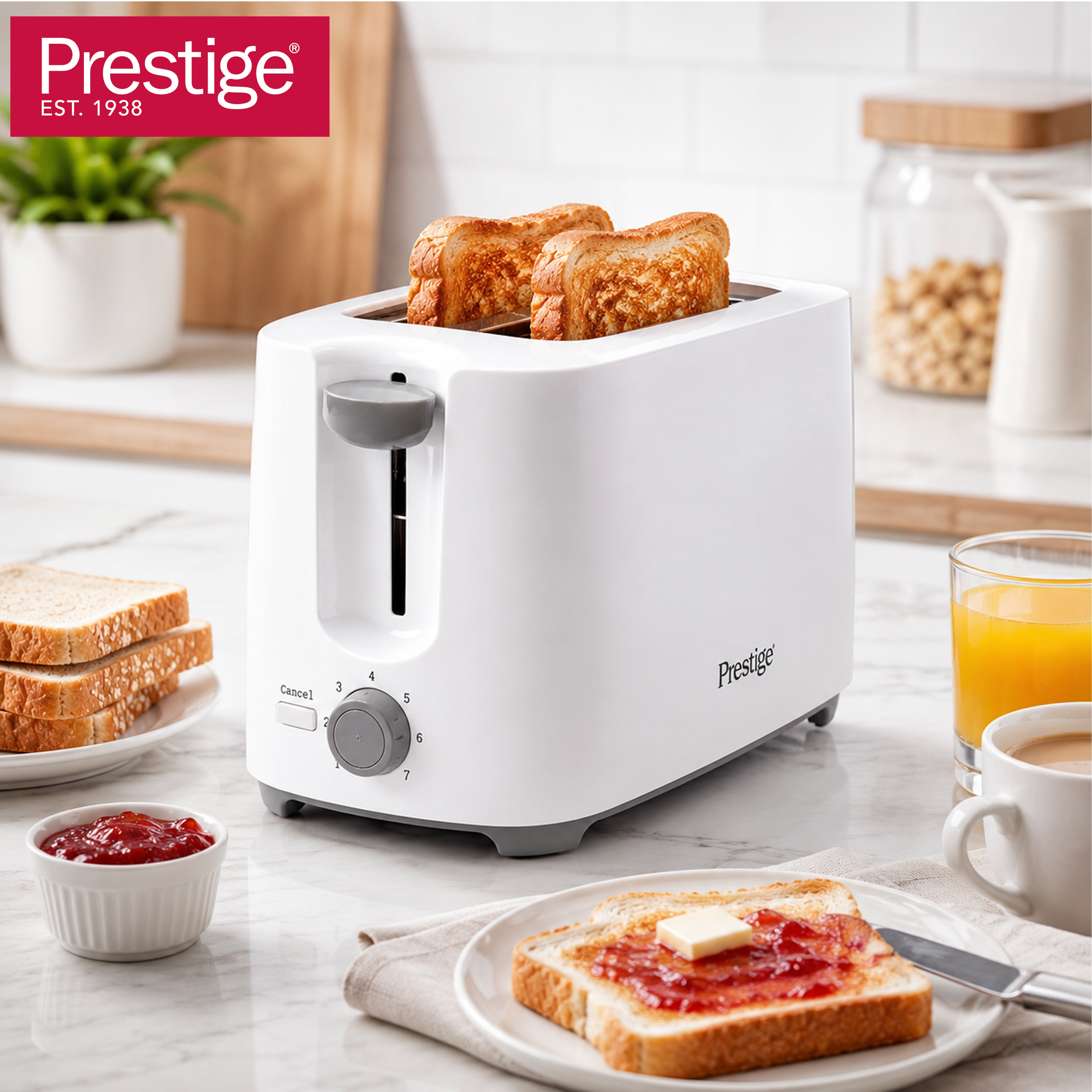 Prestige 2 Slice 700W Electric Toaster with 7 Browning Settings | Color - White | PR81533
