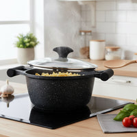Prestige Essentials Granite 12 Piece Non-Stick Cast Aluminium Cookware sets | Induction Compatible Pots and Pans Set | Black - PR80965