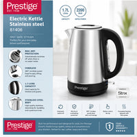 Prestige 1.7L Stainless Steel Electric Kettle With 2200W Power And Strix Technology | PR81406