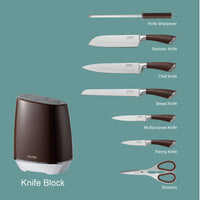 Prestige 8-Piece Stainless Steel Knife Block Set | Knife set with stand | PR50553