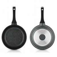 Prestige Essentials Granite 7 Piece Non-Stick Cast Aluminium Cookware Sets | Induction Compatible Pots and Pans Set | Black - PR80962
