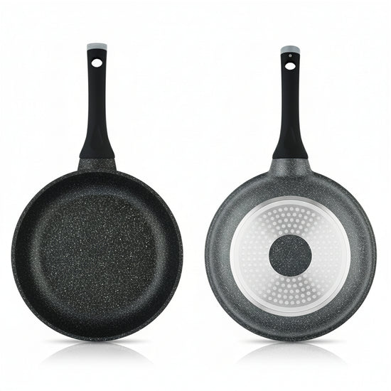 Prestige Essentials Granite 7 Piece Non-Stick Cast Aluminium Cookware Sets | Induction Compatible Pots and Pans Set | Black - PR80962