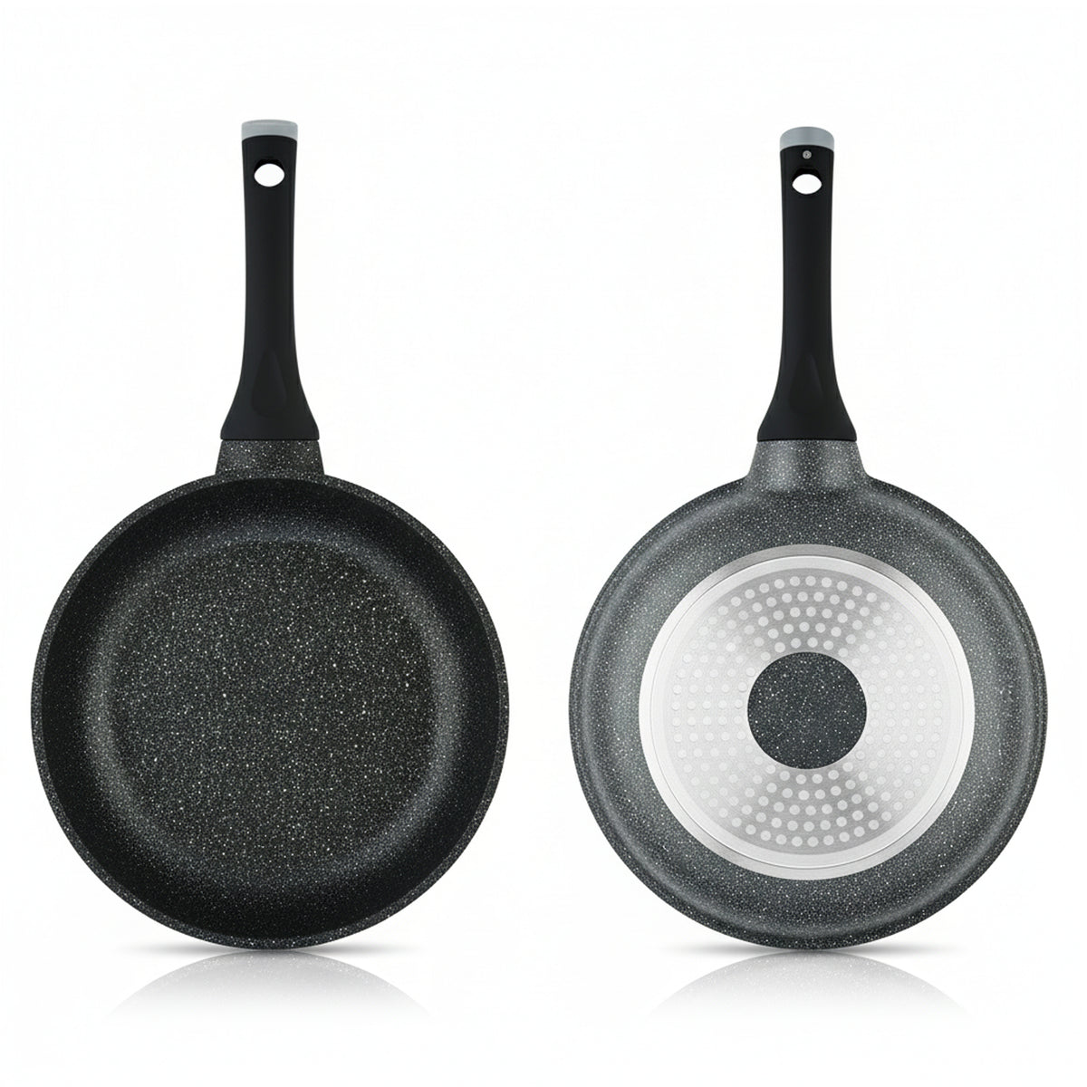 Prestige Essentials Granite 7 Piece Non-Stick Cast Aluminium Cookware Sets | Induction Compatible Pots and Pans Set | Black - PR80962